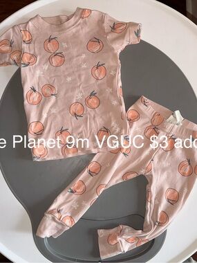 Peach-Print Pink Kids organic Pajama Set